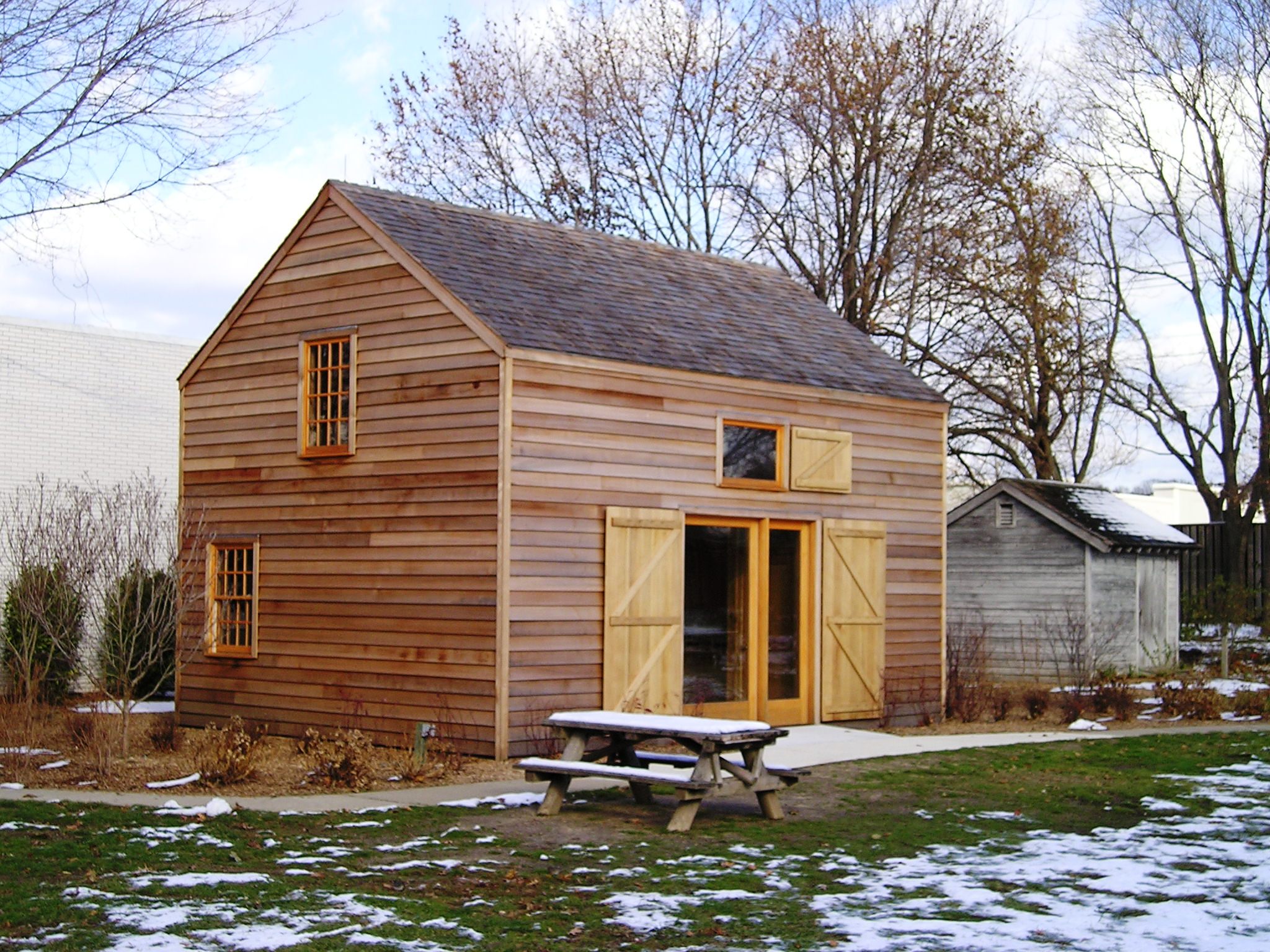 Exterior of Walt Whitman Barn and Visitor Center