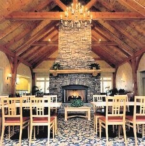 Hotel Lobby with timber Trusses