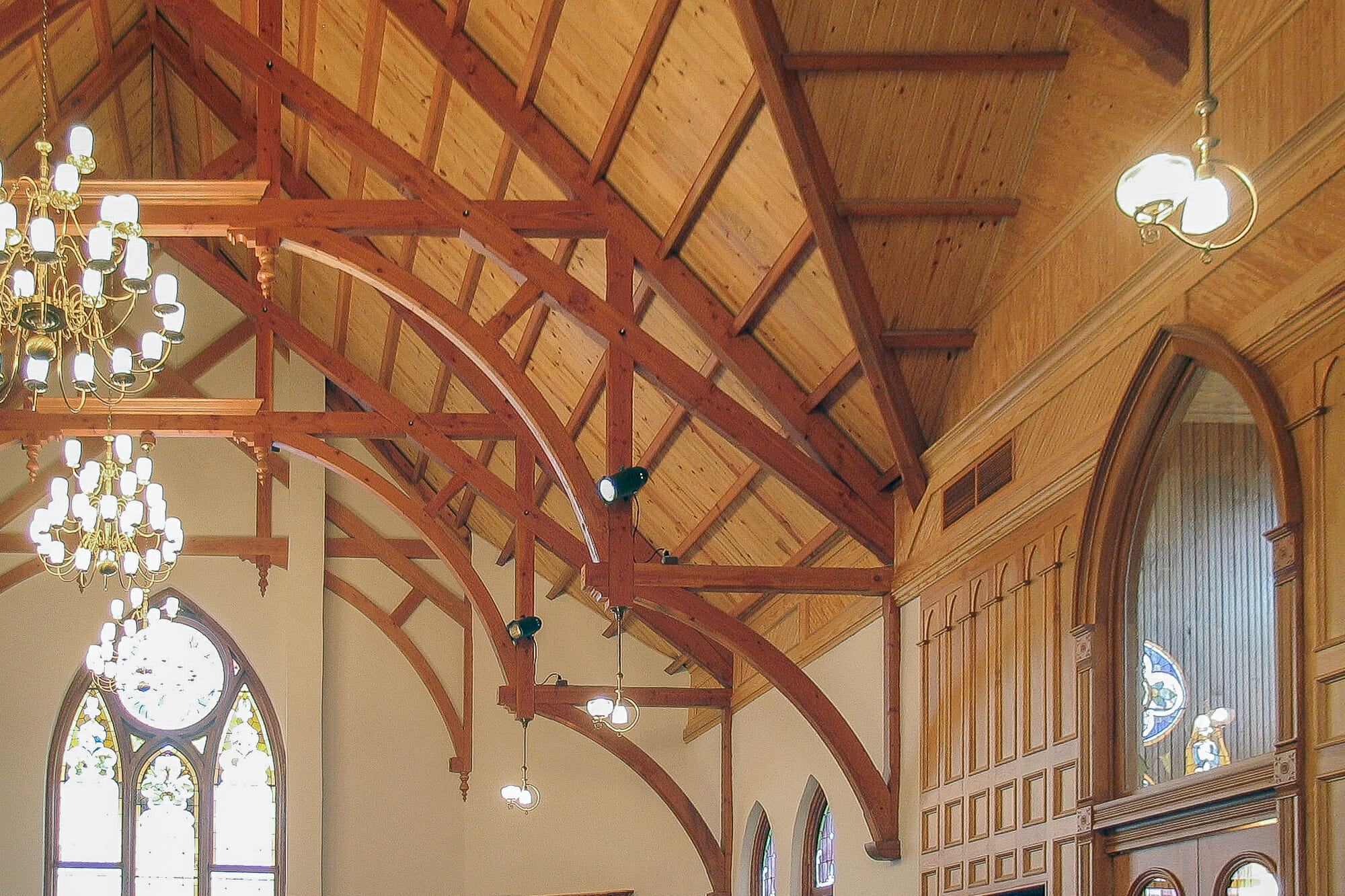 Timber Trusses in the First Presbyterian Church in Navasota Texas