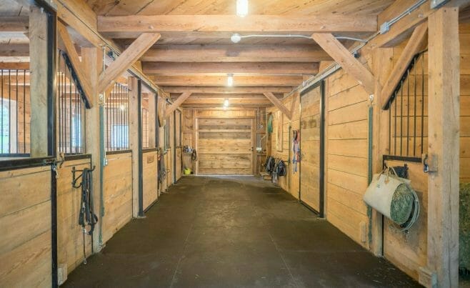 Post & Beam Horse Barn with space for hay and equipment