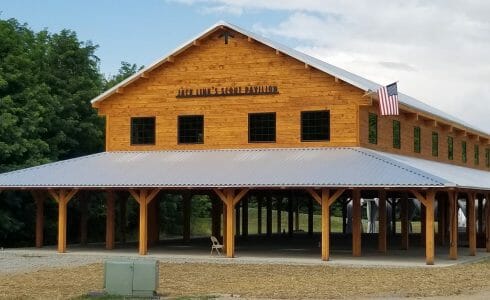 Jack Link Scout Timber Frame Wood Pavilion at Bechtel Summit